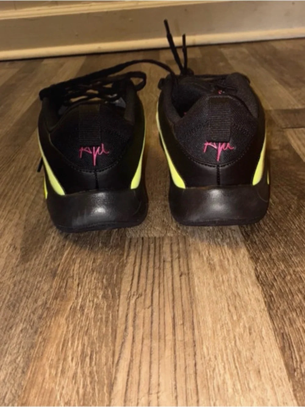Neon Yellow and Black Athletic Shoes